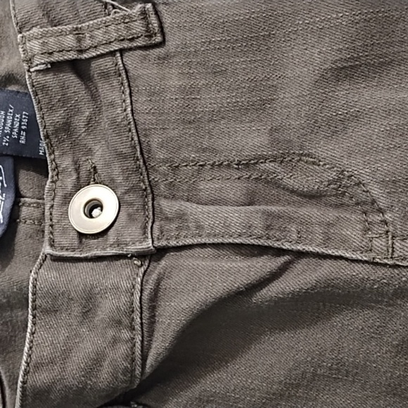 Olive Green Grey Stretch Skinny Jeans with Brass Back Pocket Detail - Picture 9 of 13